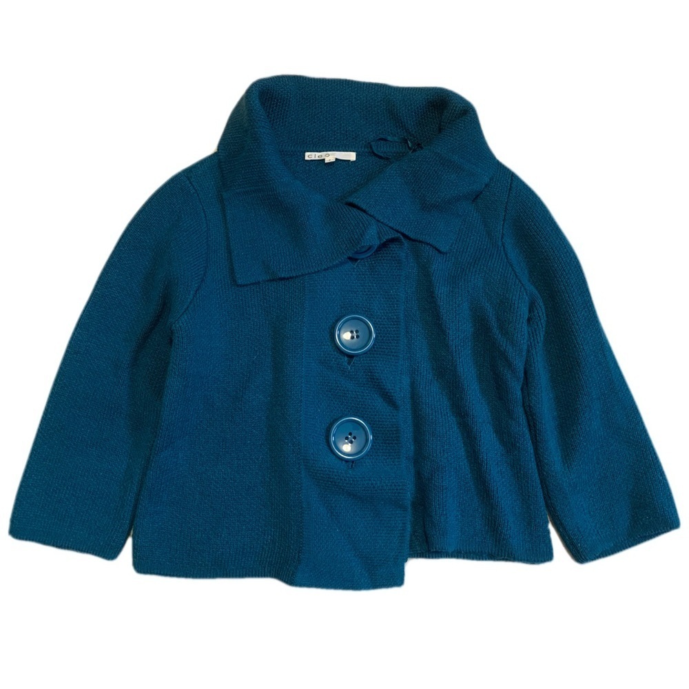 Cleo Teal Cropped Sweater / Cardigan - Size Small